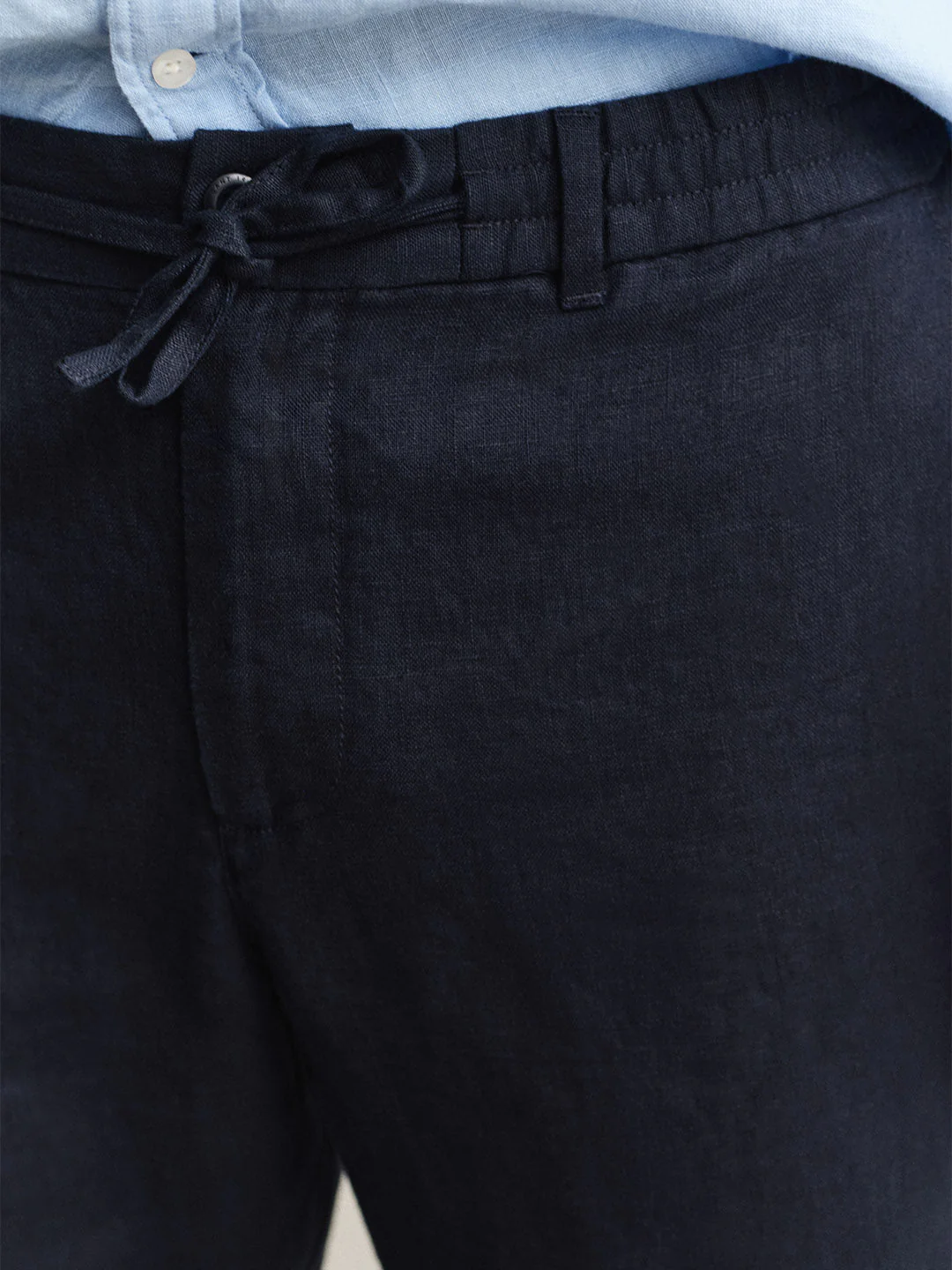 Gant Men Navy Blue Solid Regular Fit Pure Linen Trouser - Image 2