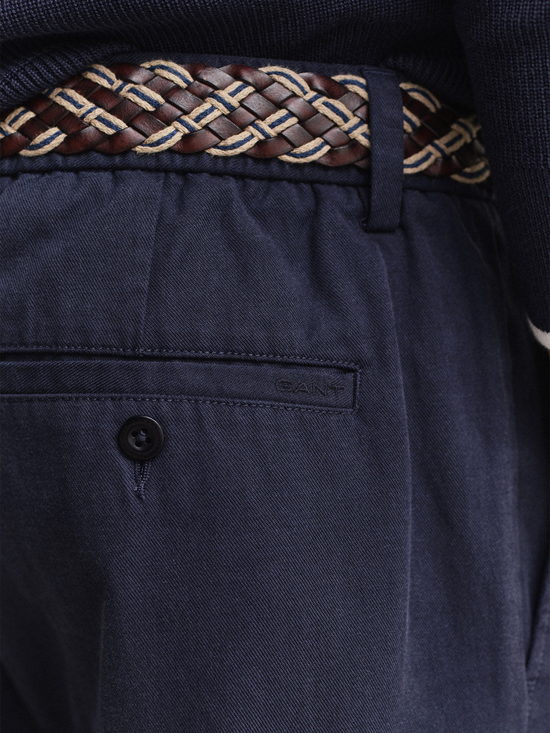 Gant Men Navy Blue Solid Slim Fit Trouser - Image 2