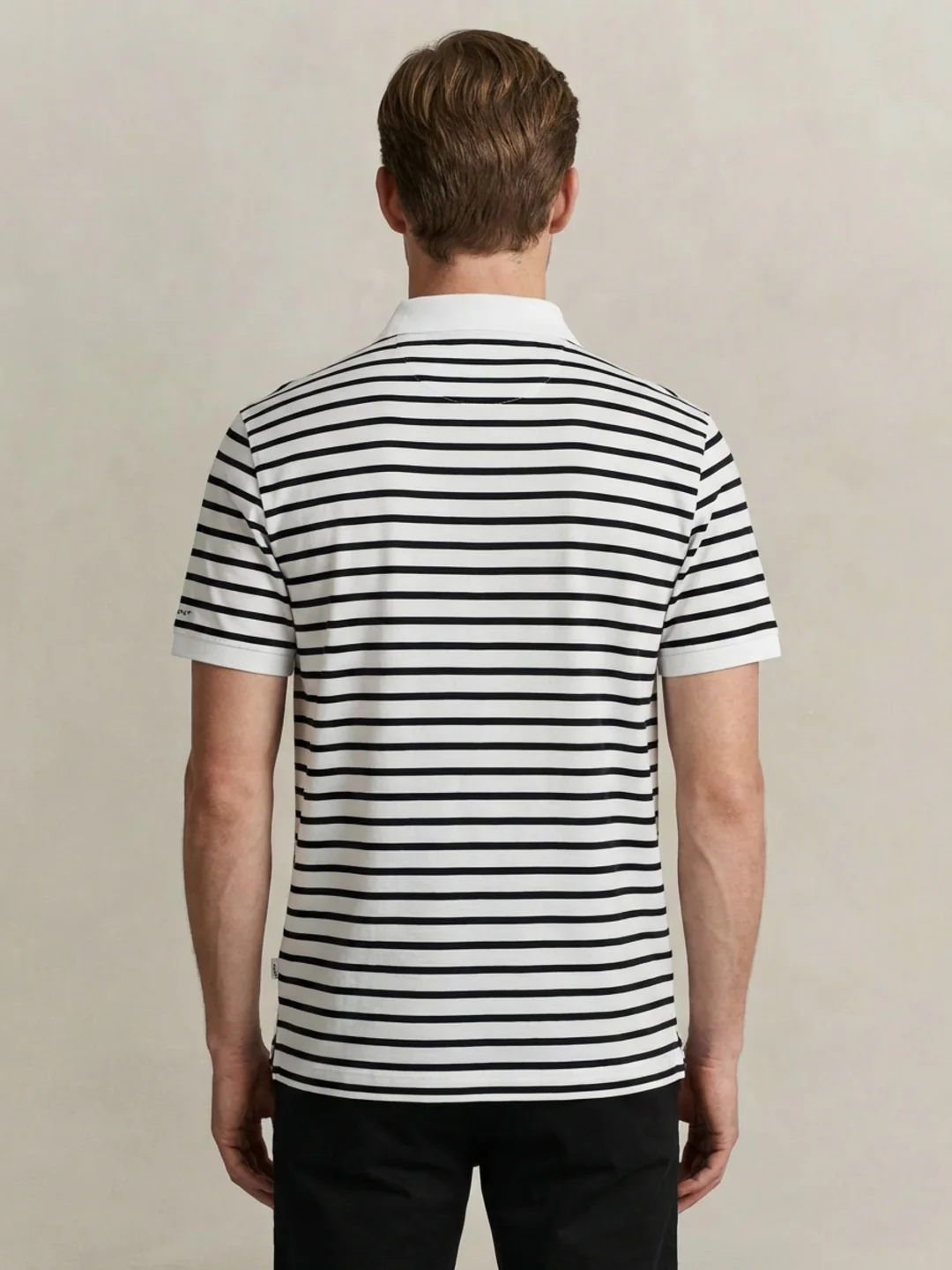 Gant Men Eggshell White Striped Regular Fit Pure Cotton Polo T-Shirt - Image 3