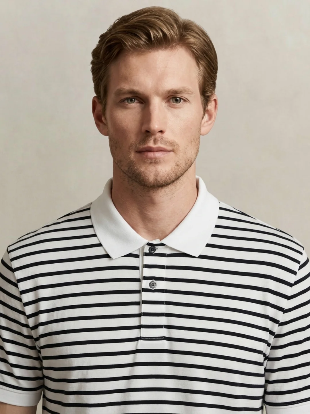 Gant Men Eggshell White Striped Regular Fit Pure Cotton Polo T-Shirt - Image 4