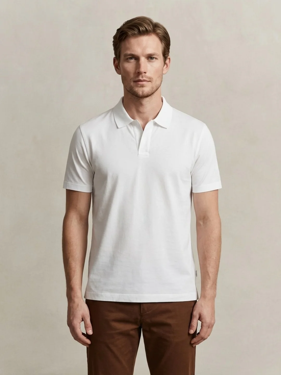 Gant Men Eggshell White Solid Regular Fit Pure Cotton Polo T-Shirt
