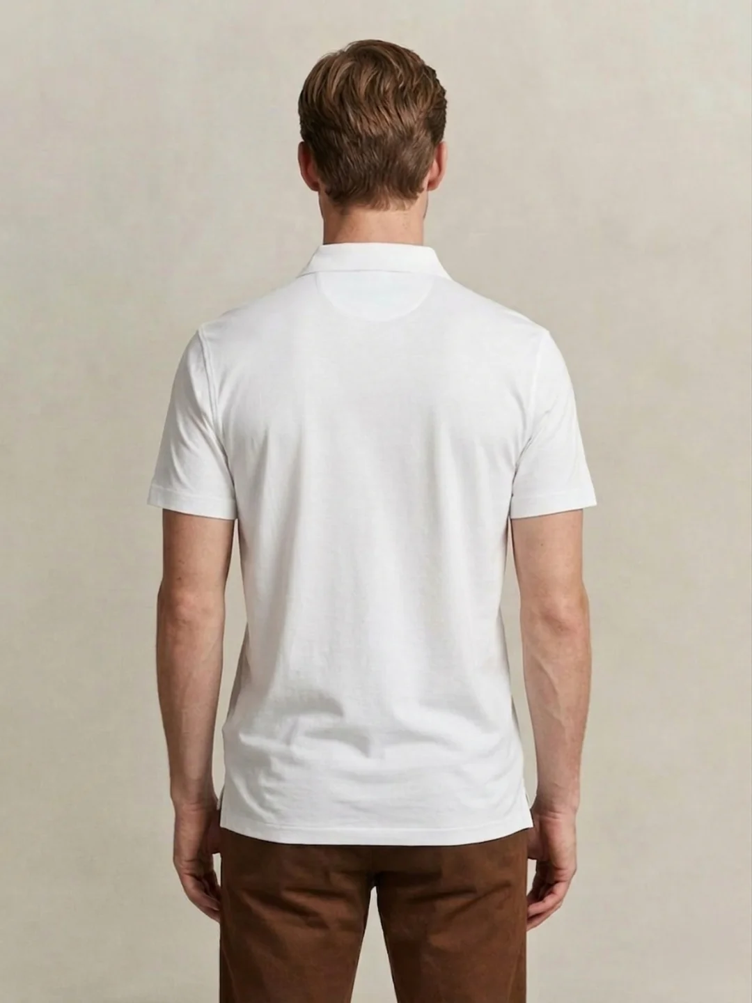 Gant Men Eggshell White Solid Regular Fit Pure Cotton Polo T-Shirt - Image 3