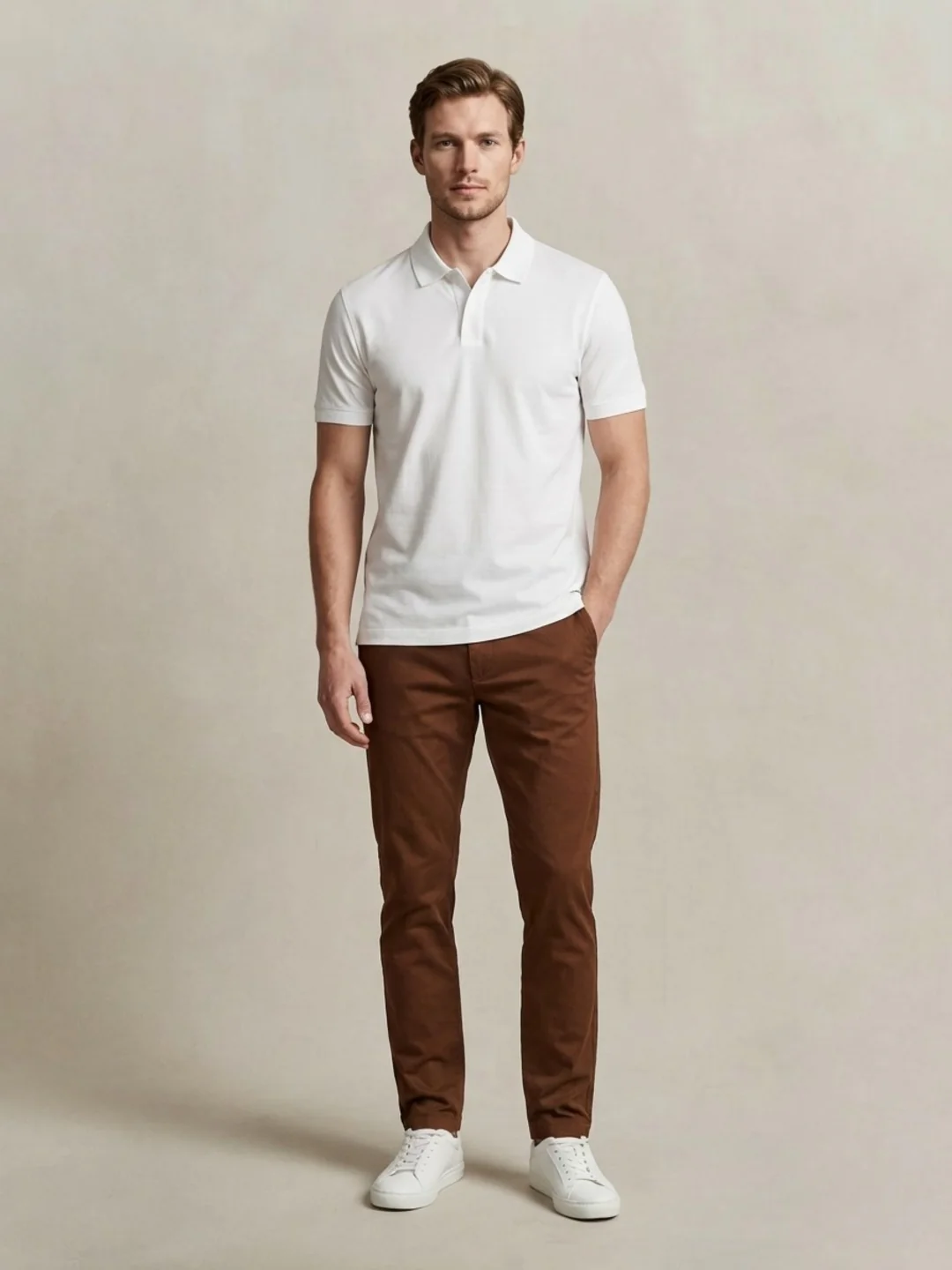 Gant Men Eggshell White Solid Regular Fit Pure Cotton Polo T-Shirt - Image 4
