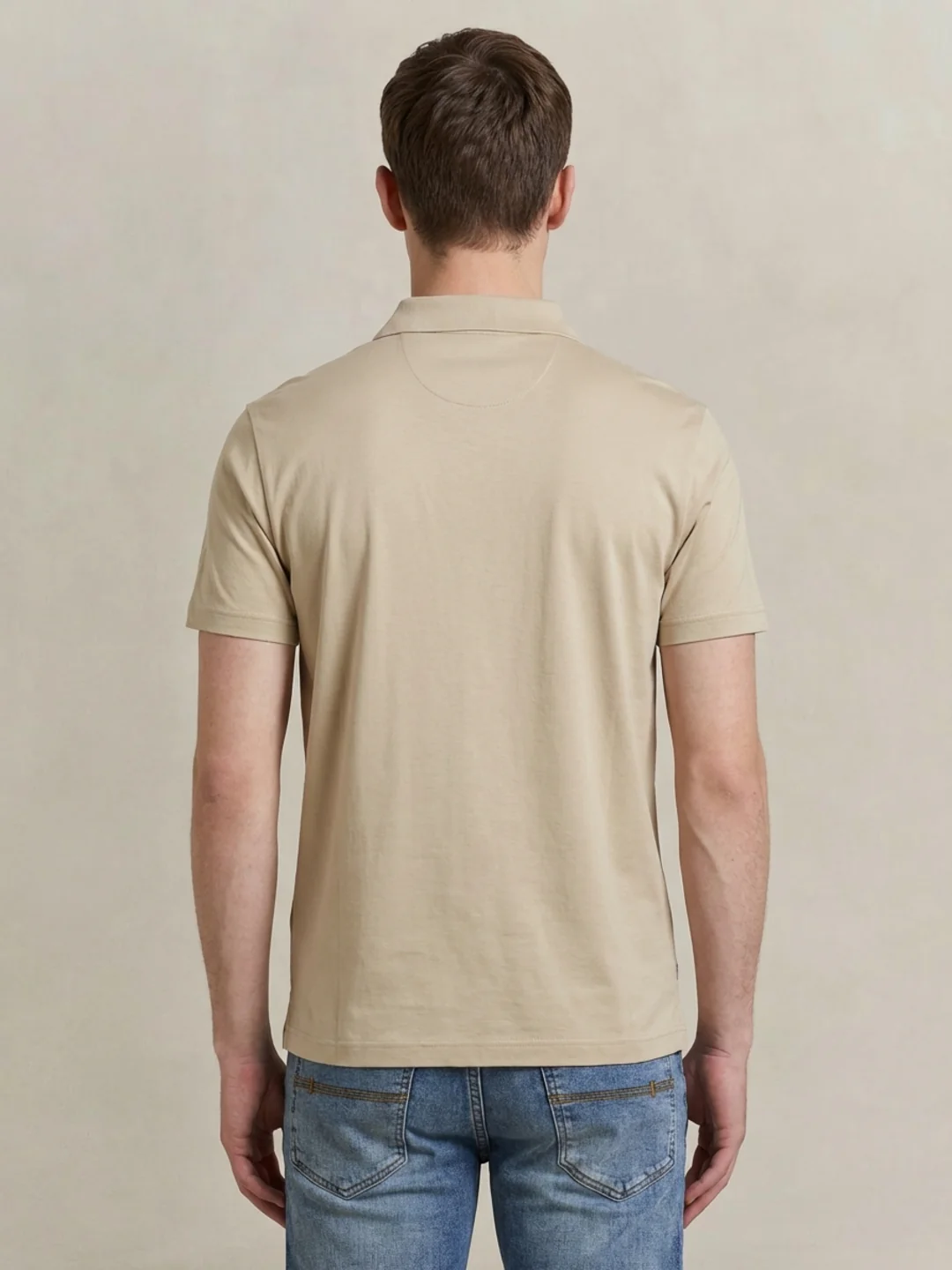 Gant Men Beige Solid Regular Fit Pure Cotton Polo T-Shirt - Image 3