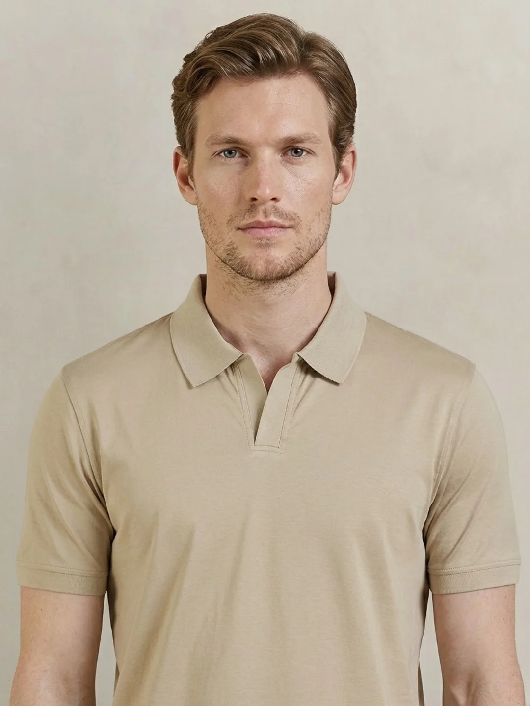 Gant Men Beige Solid Regular Fit Pure Cotton Polo T-Shirt - Image 4