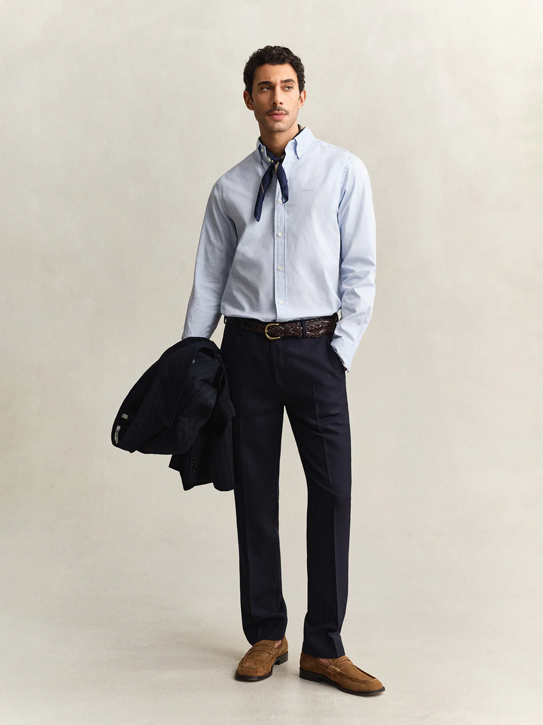Gant Men Blue Solid Regular Fit Pinpoint Oxford Shirt - Image 4