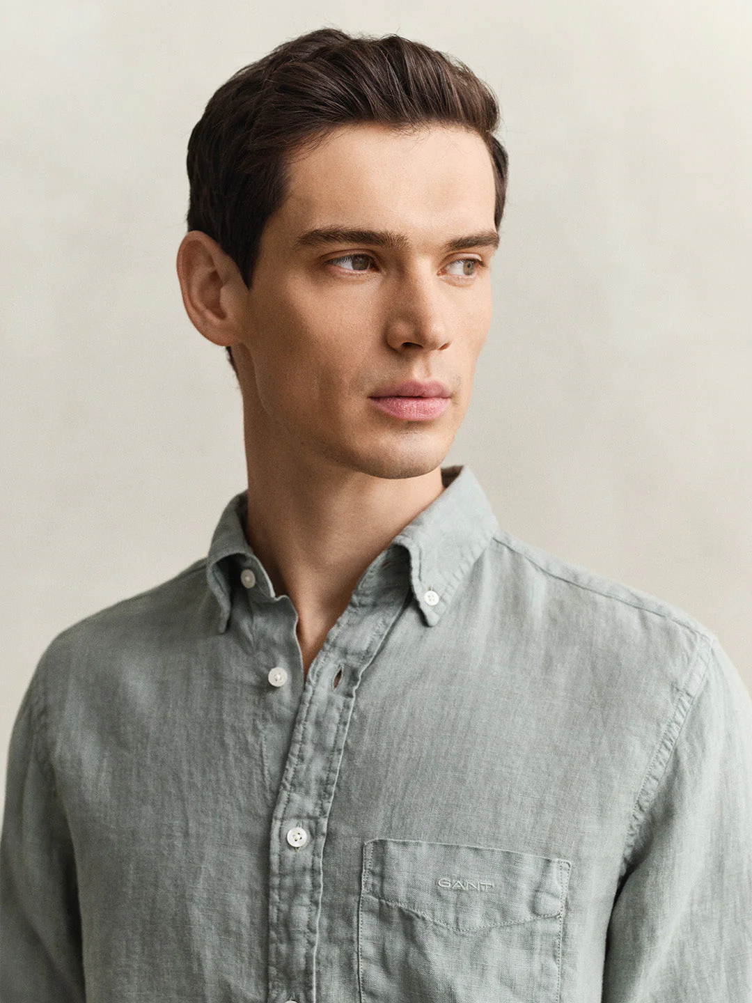 Gant Men Grey Solid Regular Fit Pure Linen Shirt - Image 2
