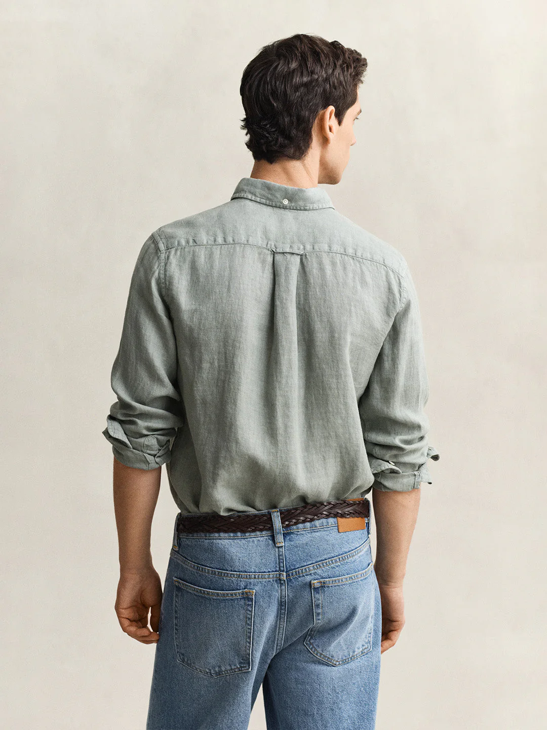 Gant Men Grey Solid Regular Fit Pure Linen Shirt - Image 5