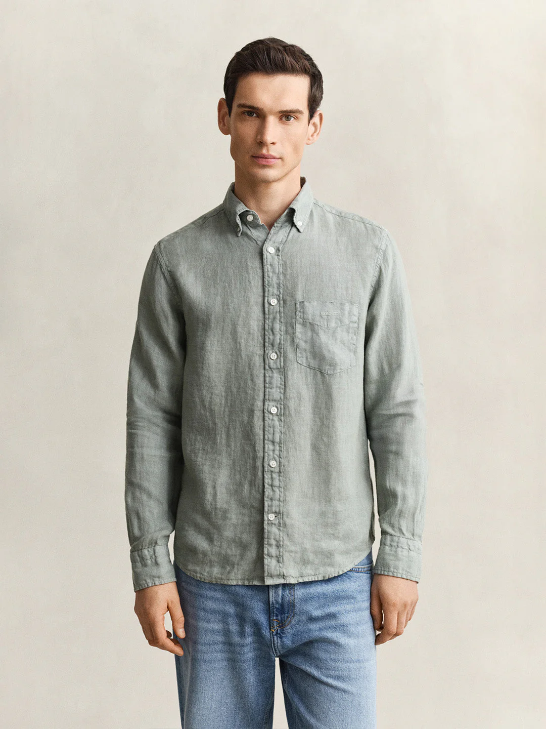 Gant Men Grey Solid Regular Fit Pure Linen Shirt - Image 6