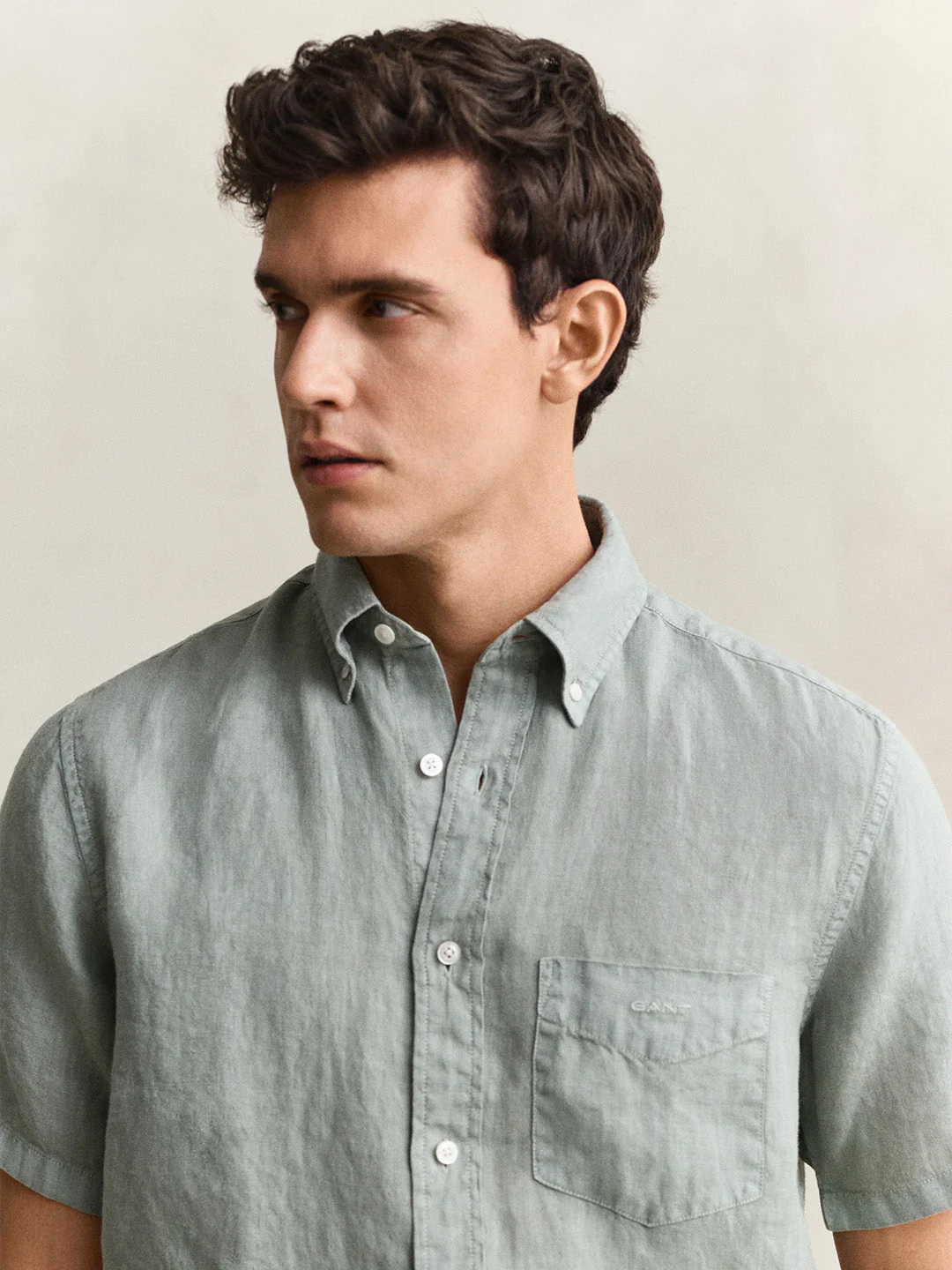 Gant Men Grey Solid Regular Fit Pure Linen Shirt - Image 2