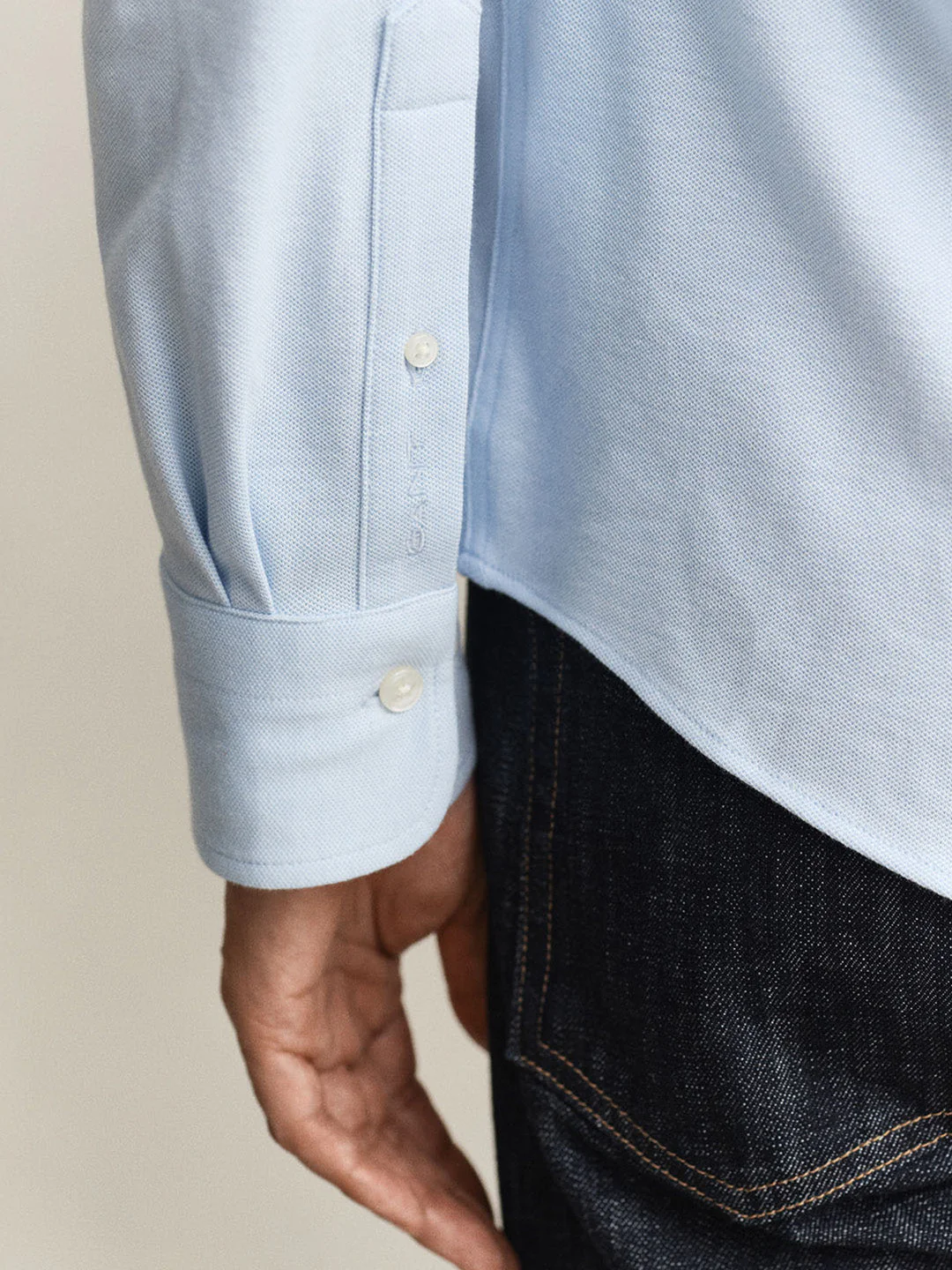 Gant Men Blue Solid Regular Fit Pique Shirt - Image 2