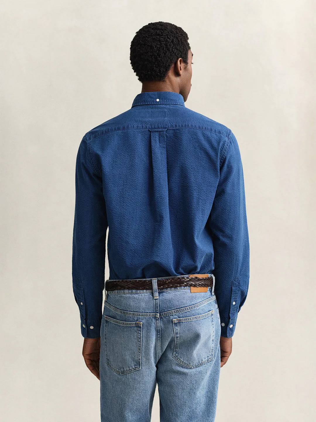 Gant Men Navy Blue Solid Regular Fit Pure Cotton Shirt - Image 4