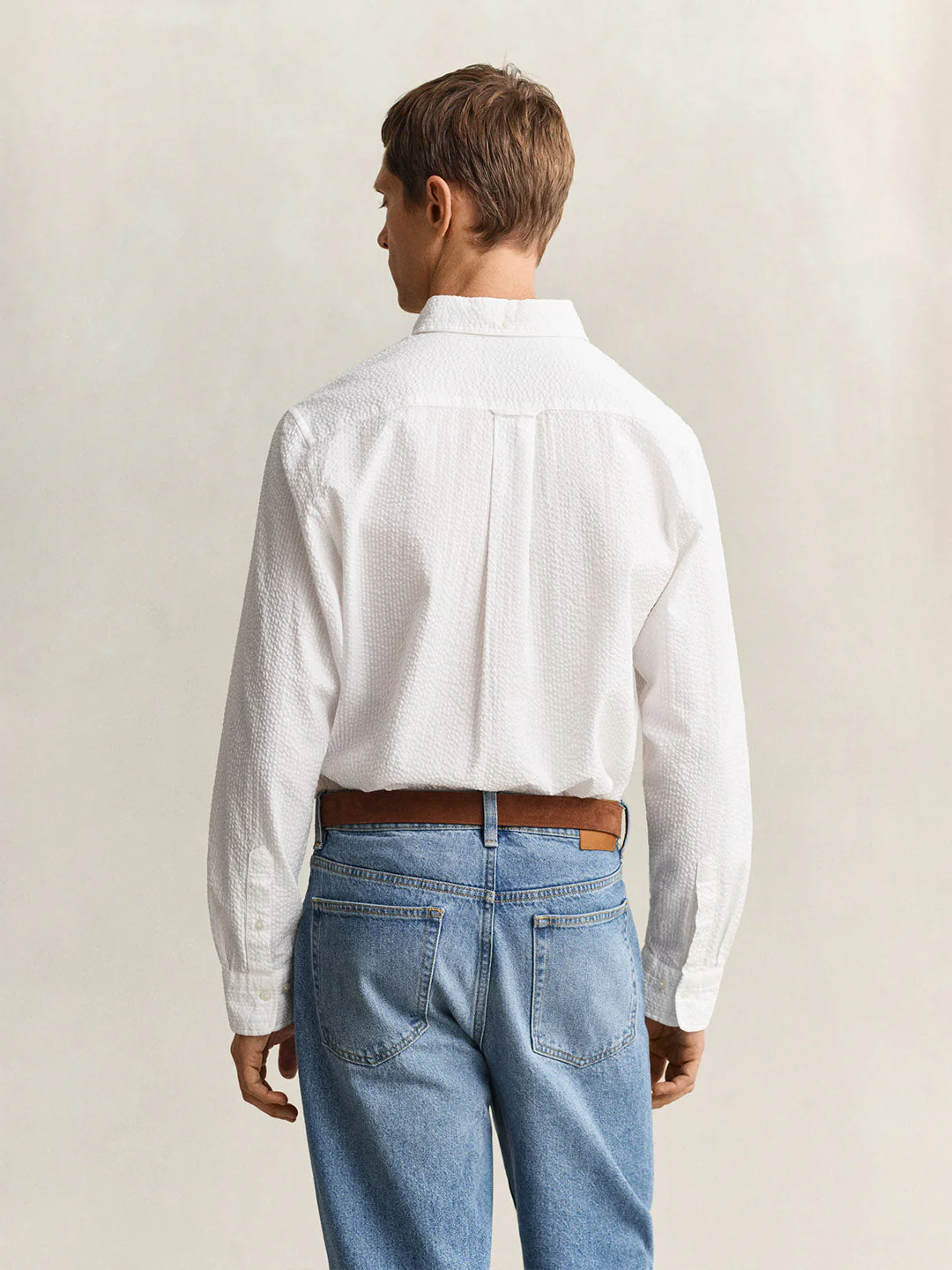 Gant Men White Solid Regular Fit Pure Cotton Shirt - Image 5