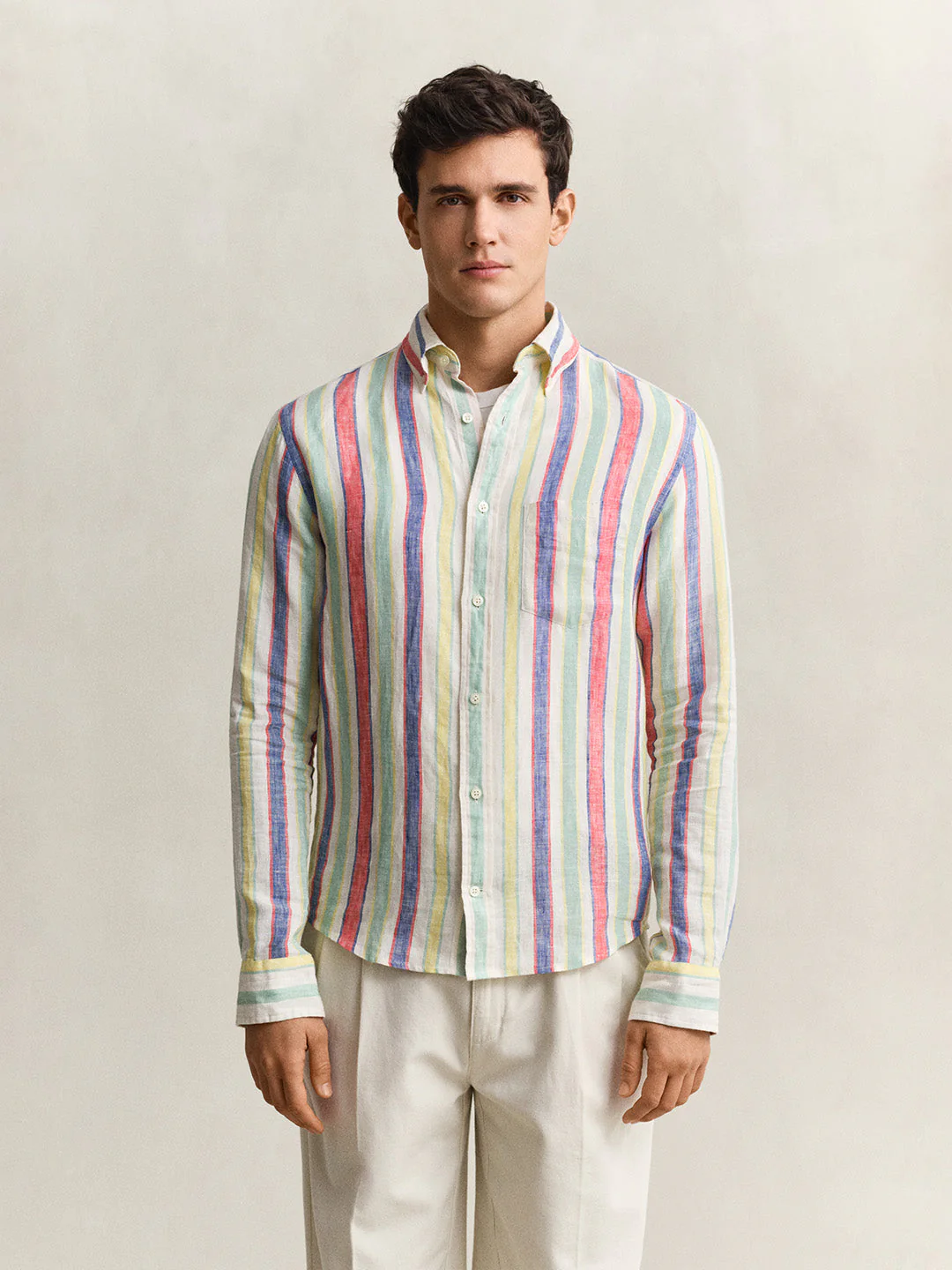 Gant Men Multicolour Striped Regular Fit Pure Linen Shirt - Image 6