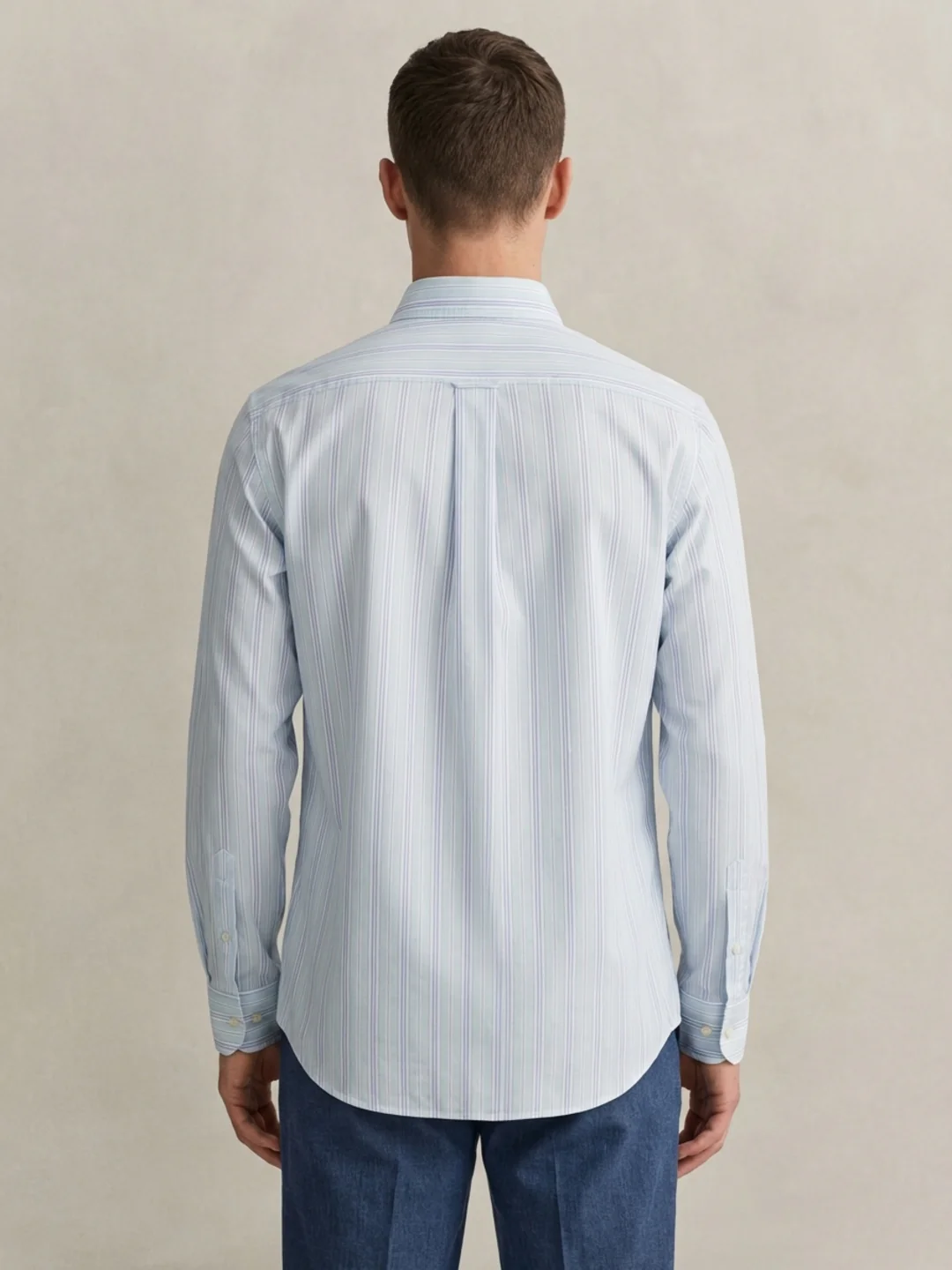 Gant Men Light Blue Striped Regular Fit Pure Cotton Shirt - Image 3