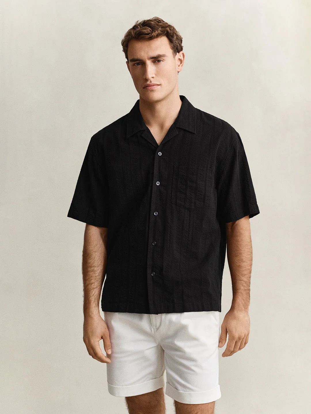 Gant Men Black Striped Relaxed Fit Pure Cotton Shirt
