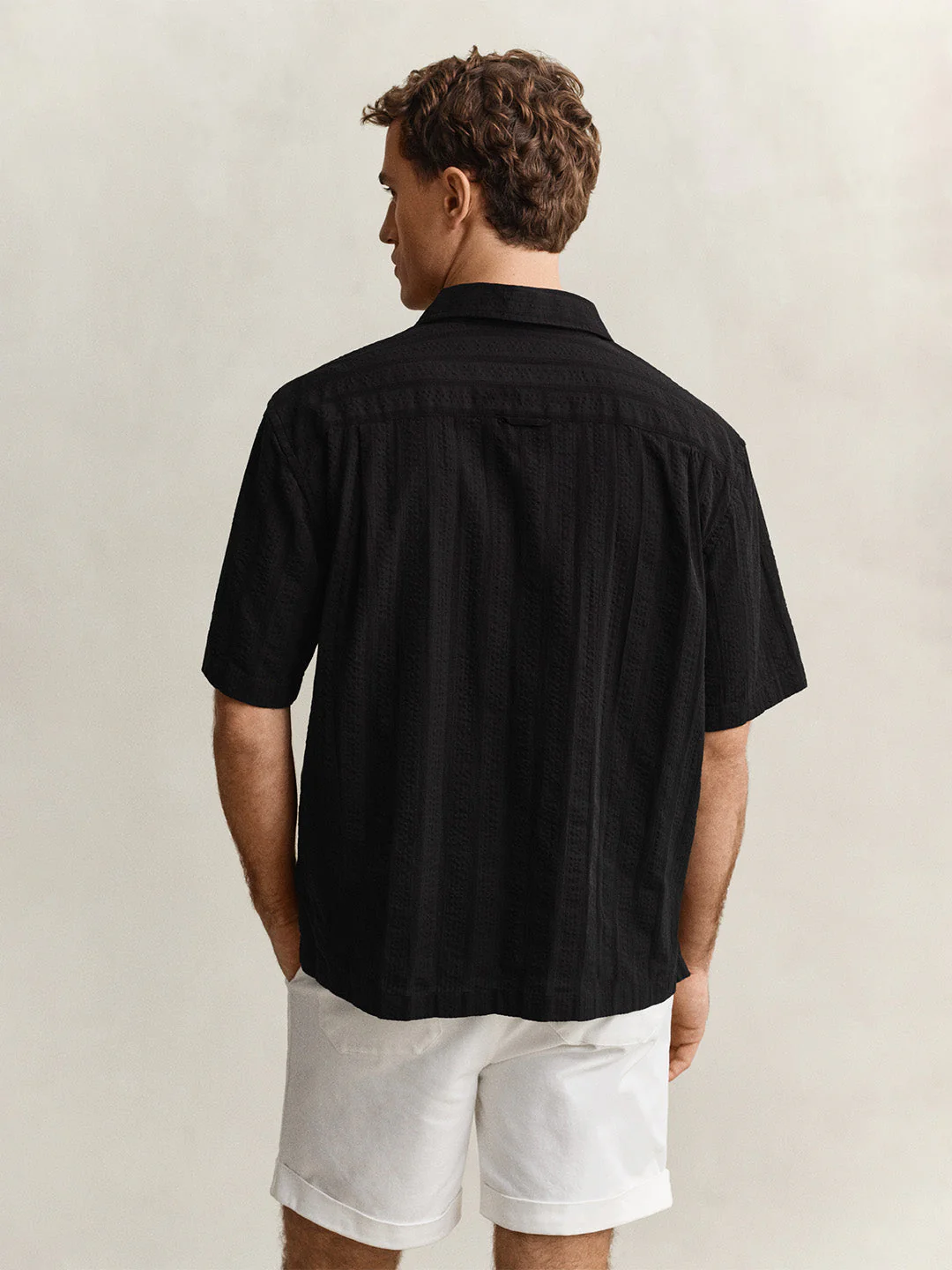 Gant Men Black Striped Relaxed Fit Pure Cotton Shirt - Image 5