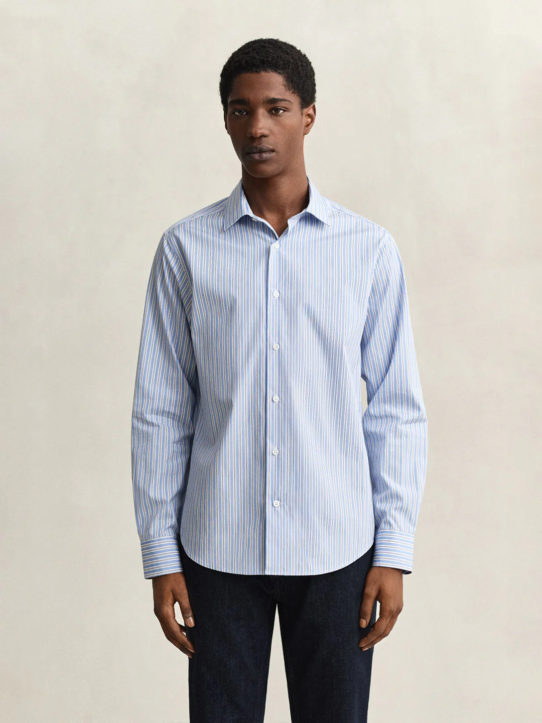 Gant Men Blue Striped Regular Fit Poplin Shirt - Image 7
