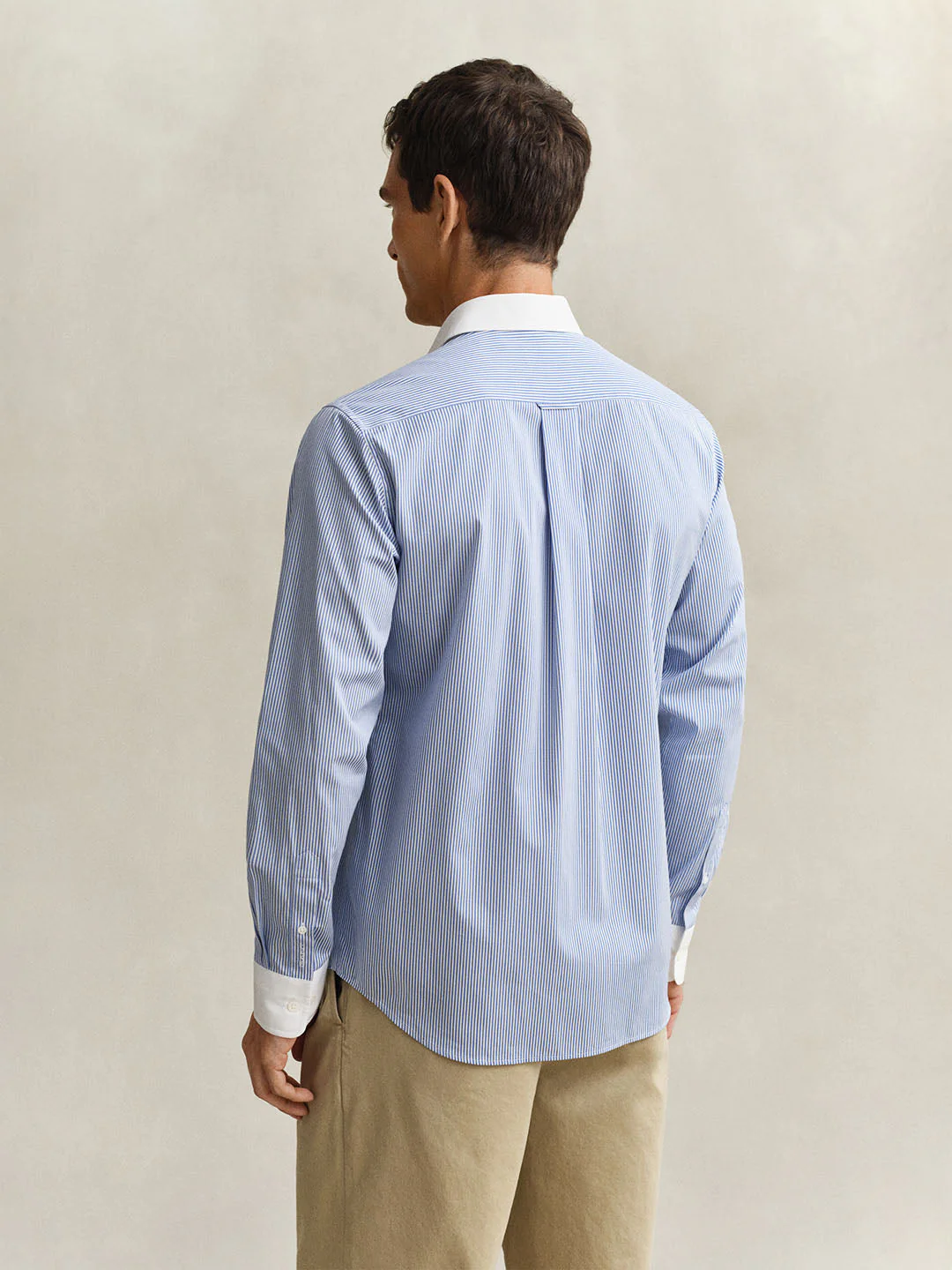 Gant Men Blue Striped Regular Fit Poplin Shirt - Image 5