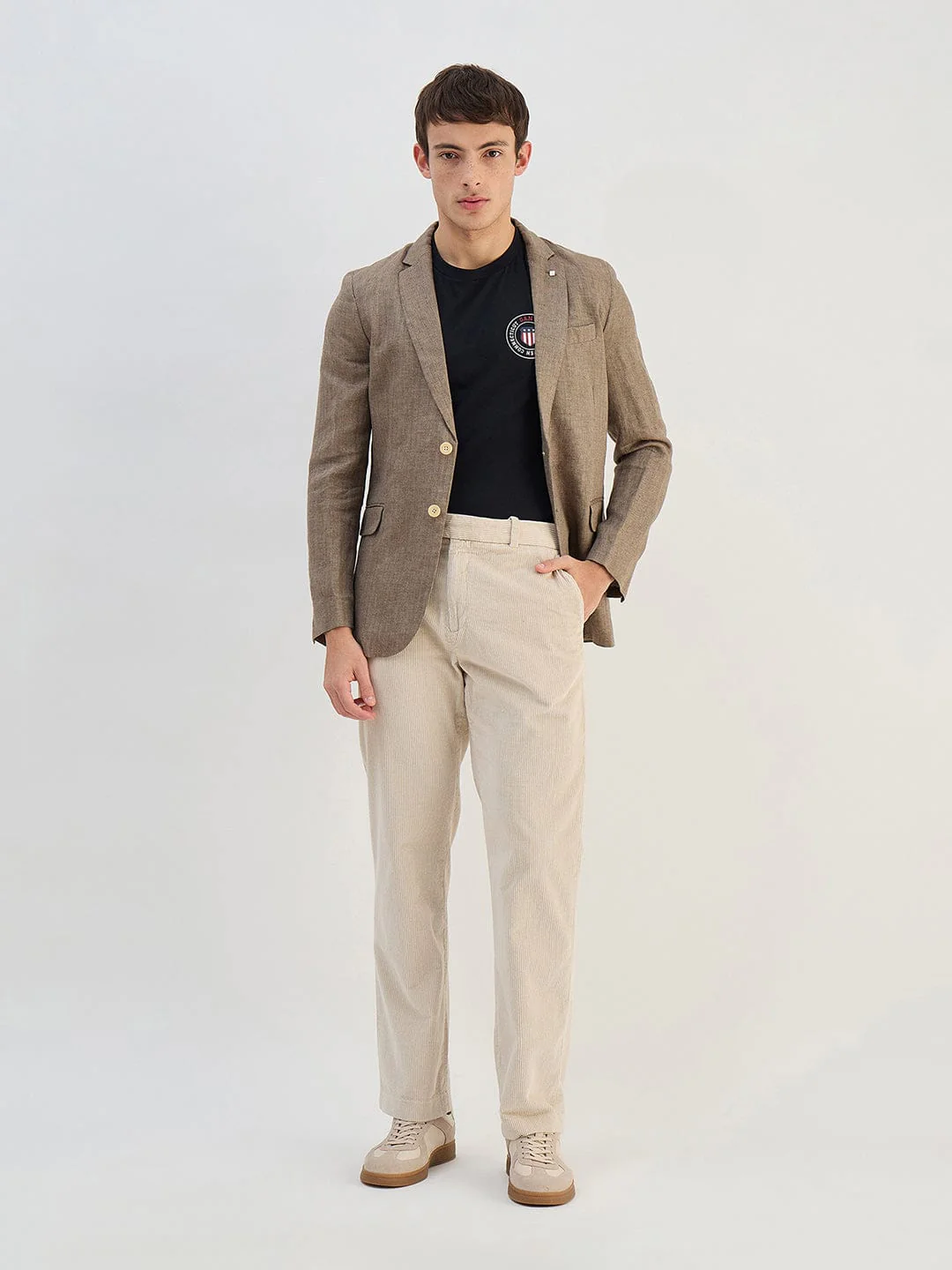 Gant Men Beige Solid Pure Cotton Straight Trouser - Image 4