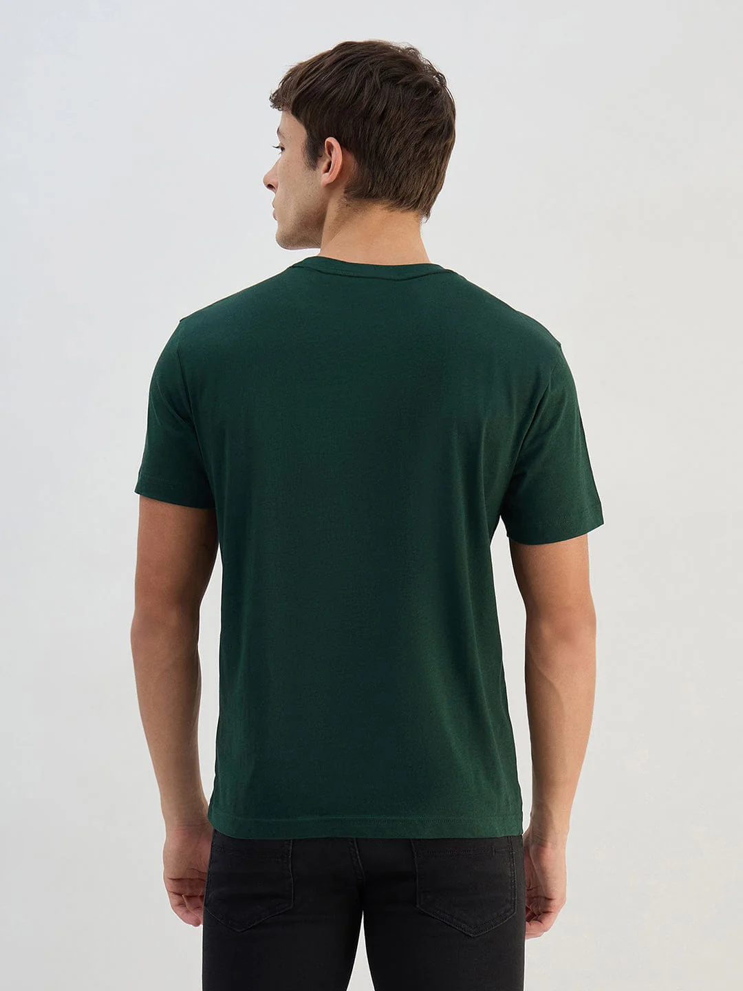 Gant Men Green Solid Pure Cotton Round Neck T Shirt - Image 3