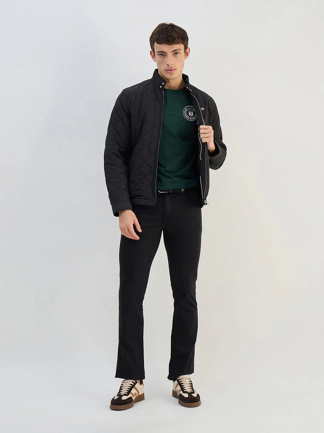 Gant Men Green Solid Pure Cotton Round Neck T Shirt - Image 4