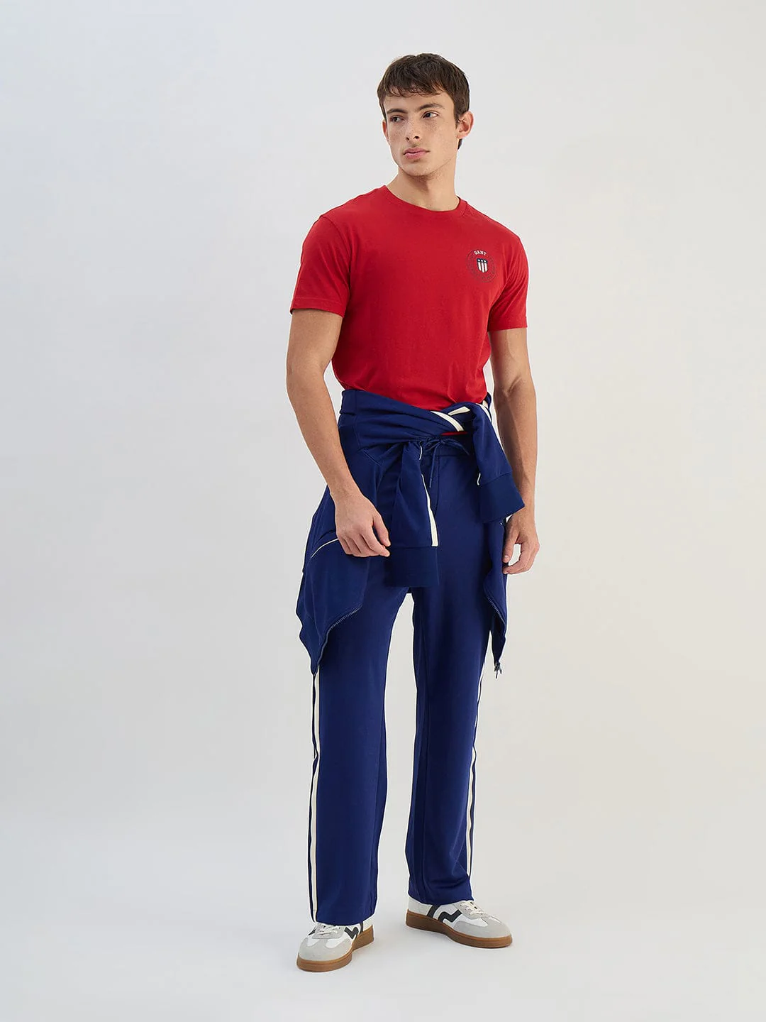 Gant Men Red Solid Pure Cotton Round Neck T Shirt - Image 4