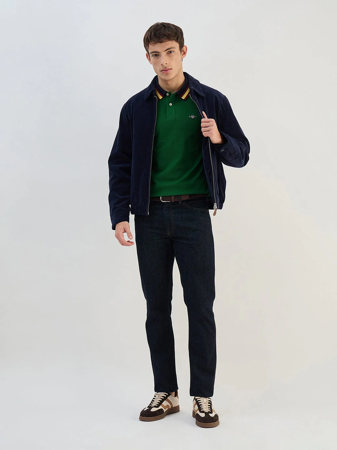 Gant Men Green Solid  Polo Collar T-Shirt - Image 4