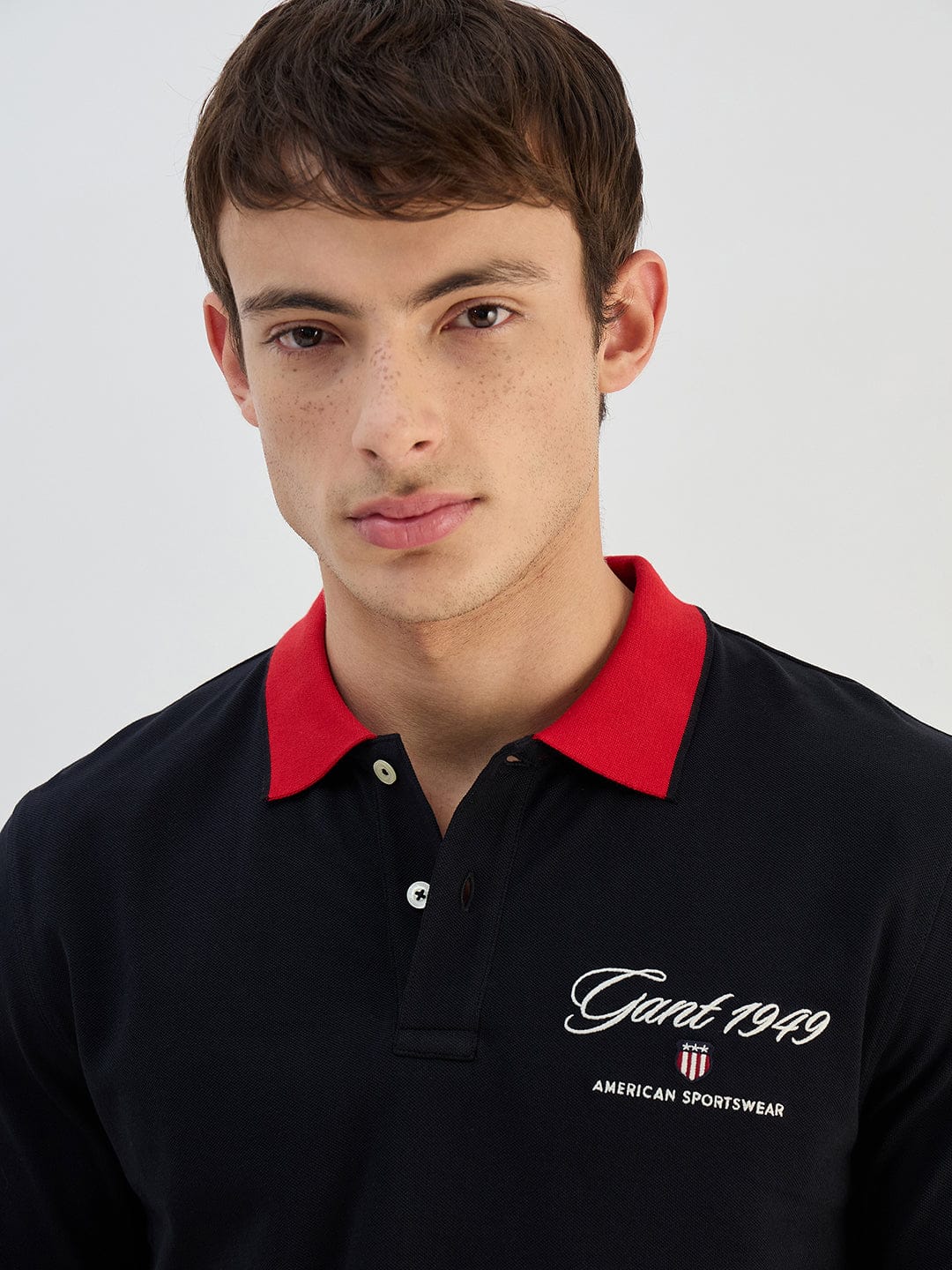 Gant Men Black Solid Pure Cotton  Polo Collar T-Shirt - Image 2