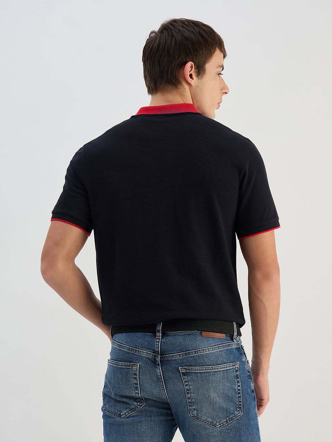Gant Men Black Solid Pure Cotton  Polo Collar T-Shirt - Image 3