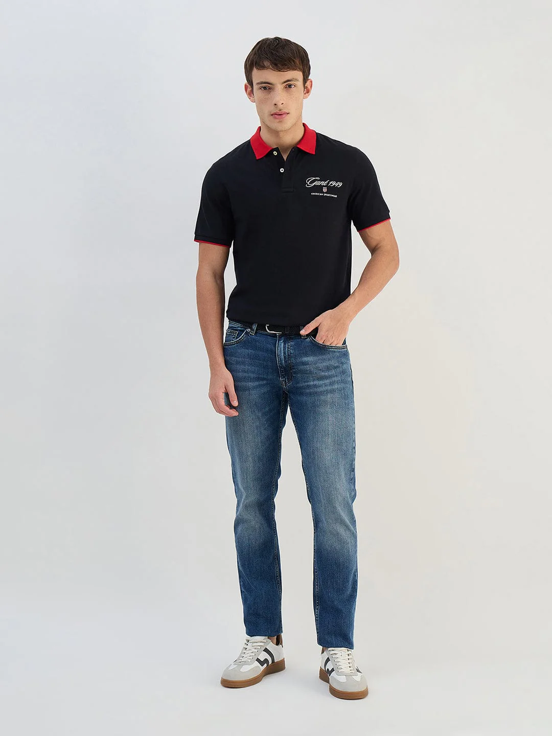 Gant Men Black Solid Pure Cotton  Polo Collar T-Shirt - Image 4