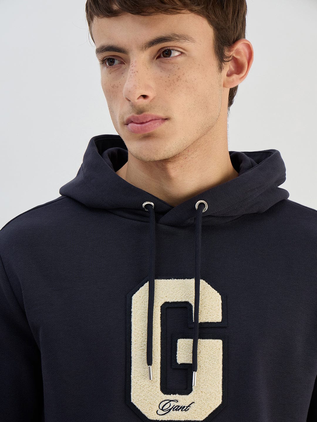 Gant Men Navy Blue Solid Hoodie Sweatshirt - Image 2