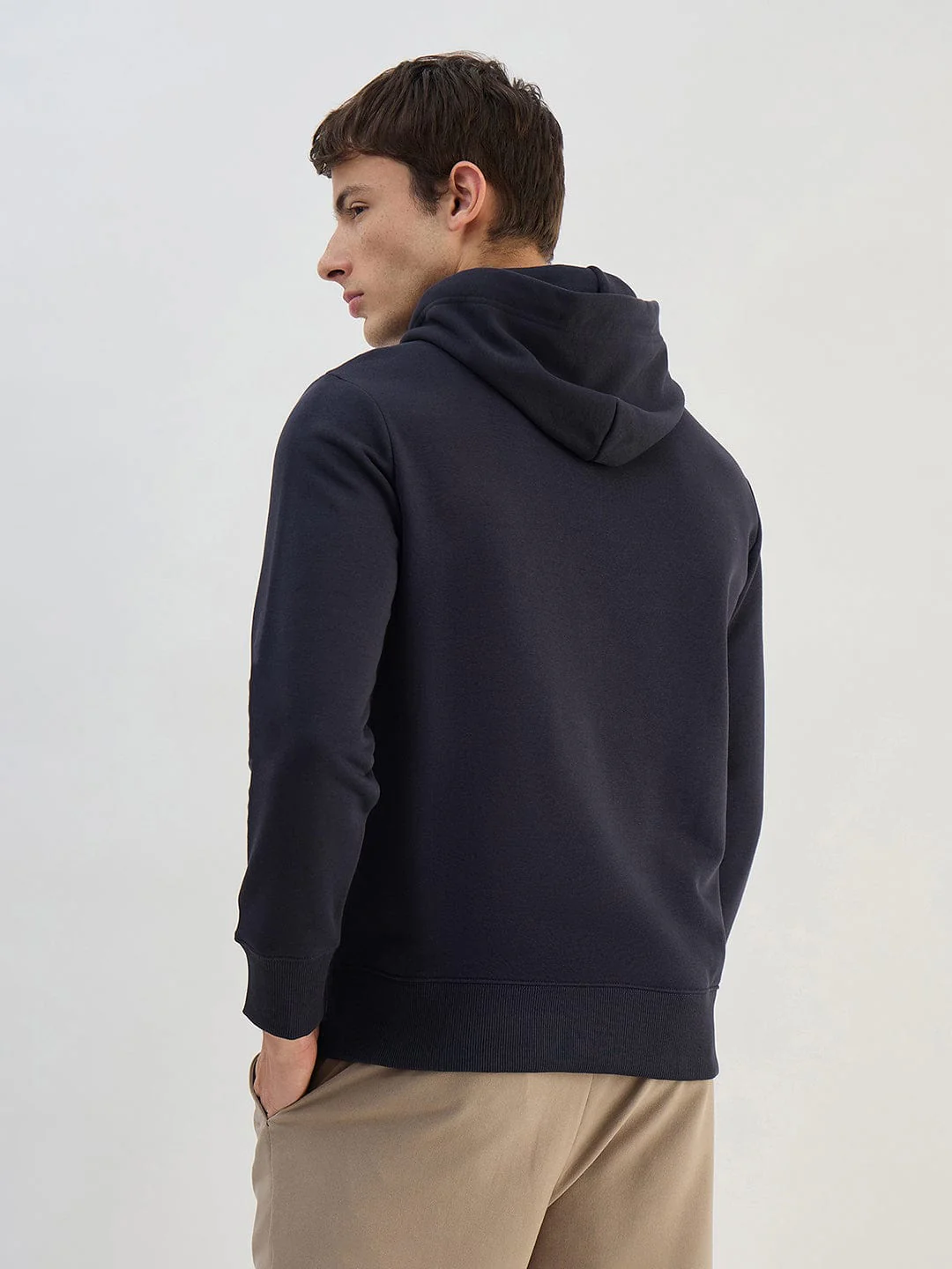 Gant Men Navy Blue Solid Hoodie Sweatshirt - Image 3