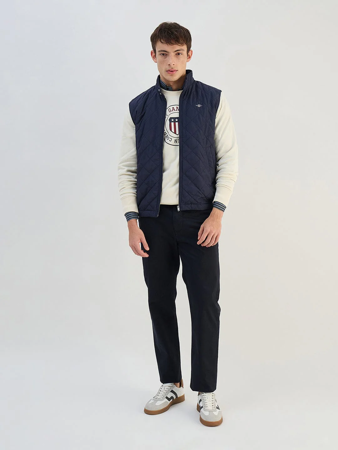 Gant Men Cream Solid Round Neck Sweatshirt - Image 4