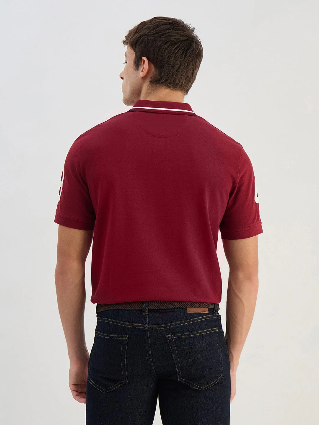 Gant Men Red Solid Pure Cotton Polo Collar T-Shirt - Image 3