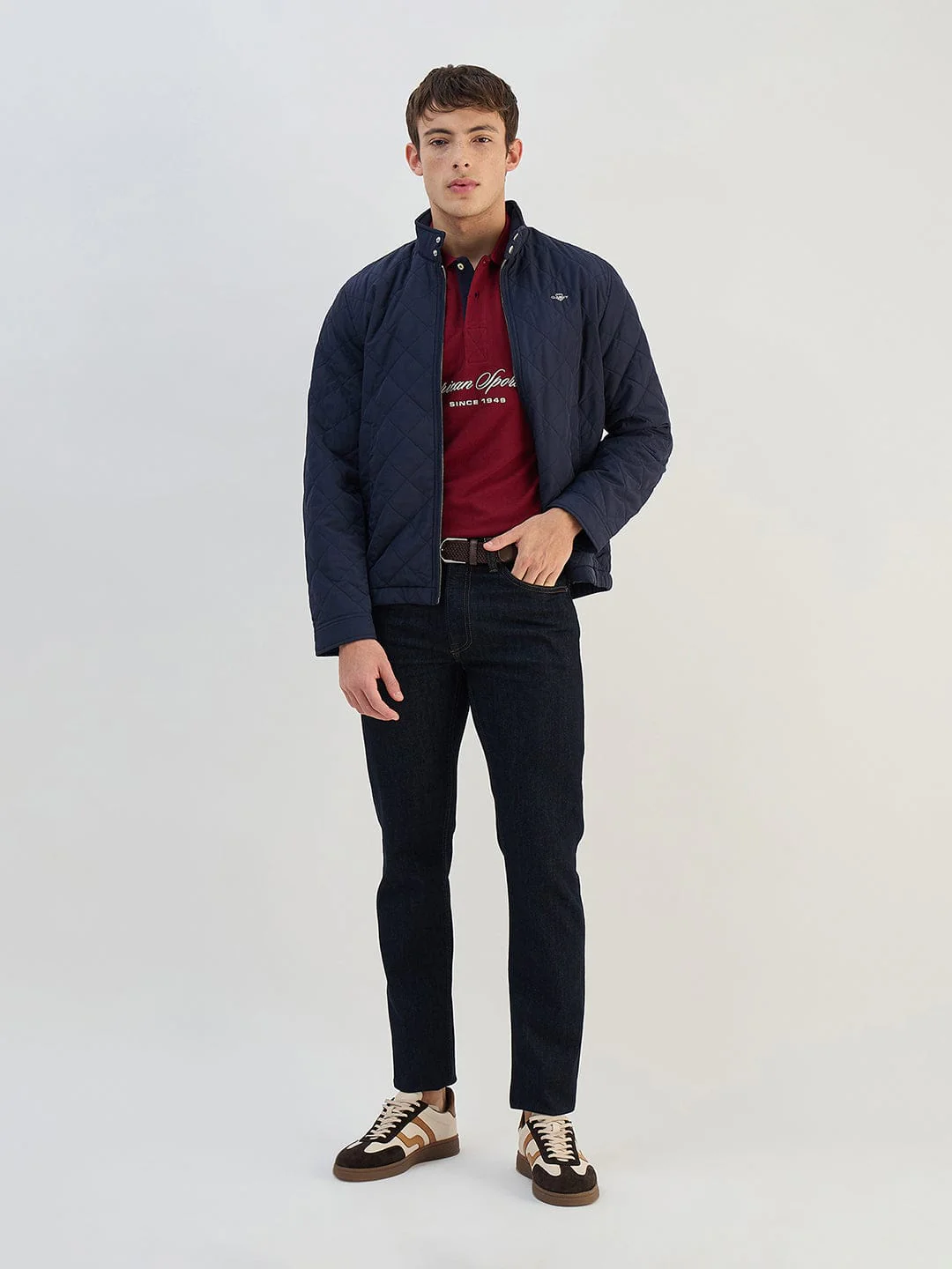 Gant Men Red Solid Pure Cotton Polo Collar T-Shirt - Image 4