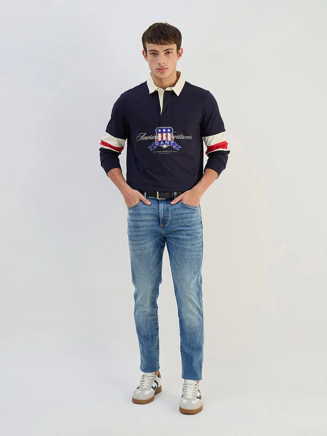 Gant Men Navy Blue Logo Pure Cotton Collared Ruggers - Image 4