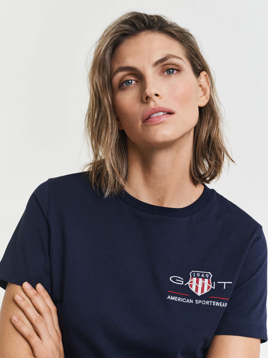 Gant Women Navy Blue Embroidered Regular Fit T-Shirt - Image 4
