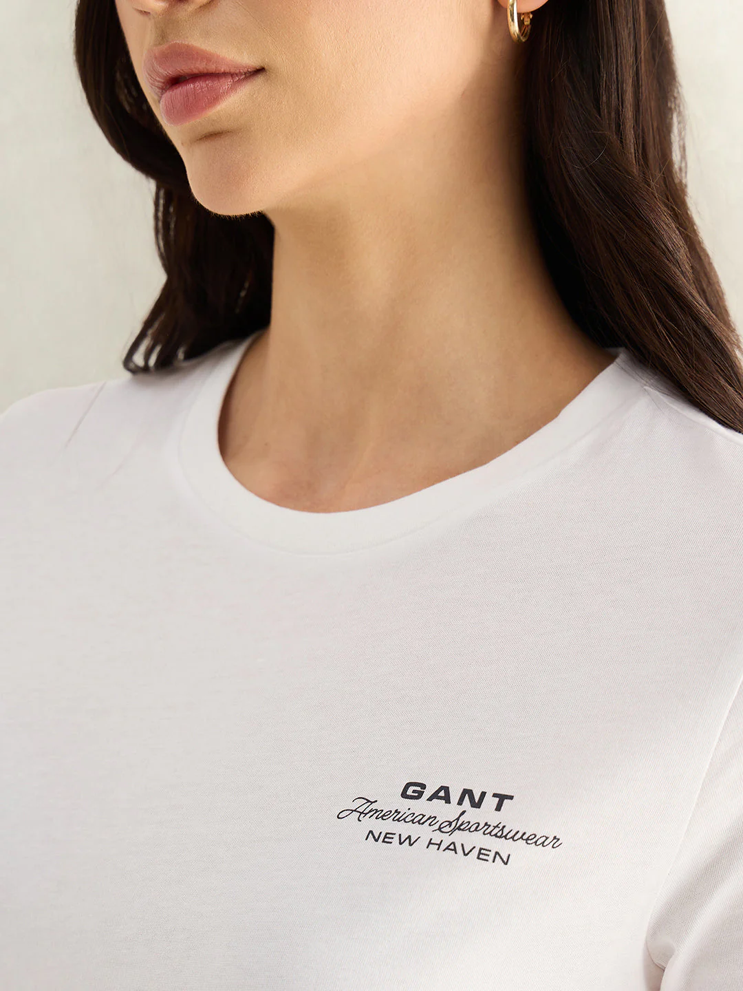 Gant Women White Graphic Print Regular Fit Pure Cotton T-Shirt - Image 4