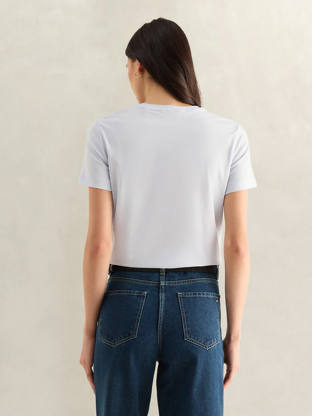 Gant Women Sky Blue Solid Regular Fit T-Shirt - Image 2