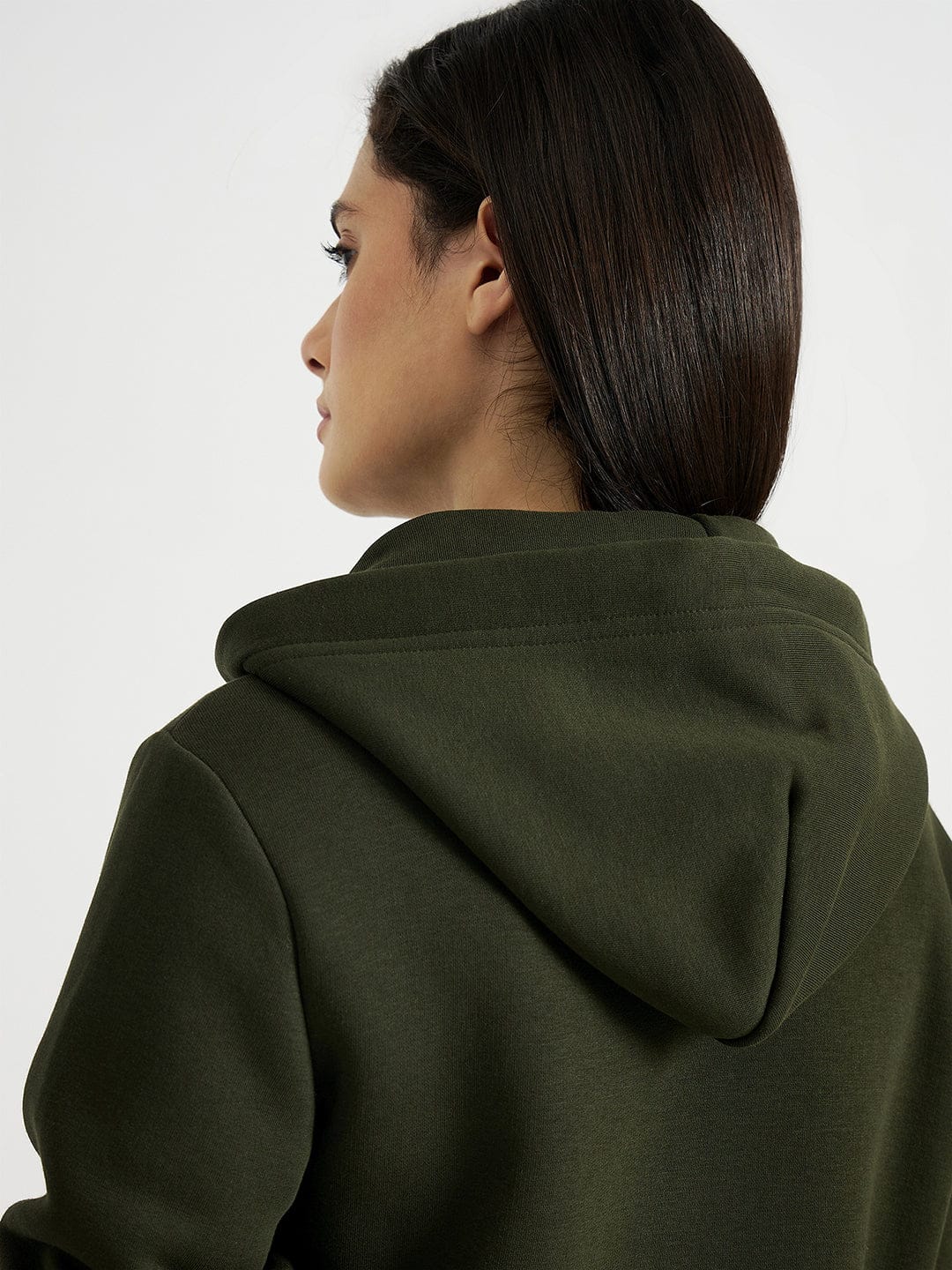 GANT Women Dark Green Tonal Shield Zip Hooded Sweatshirt - Image 5