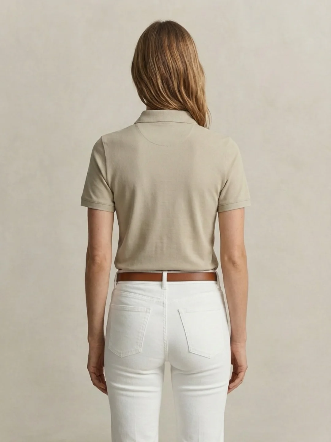 Gant Women Beige Solid Slim Fit Polo T-Shirt - Image 2