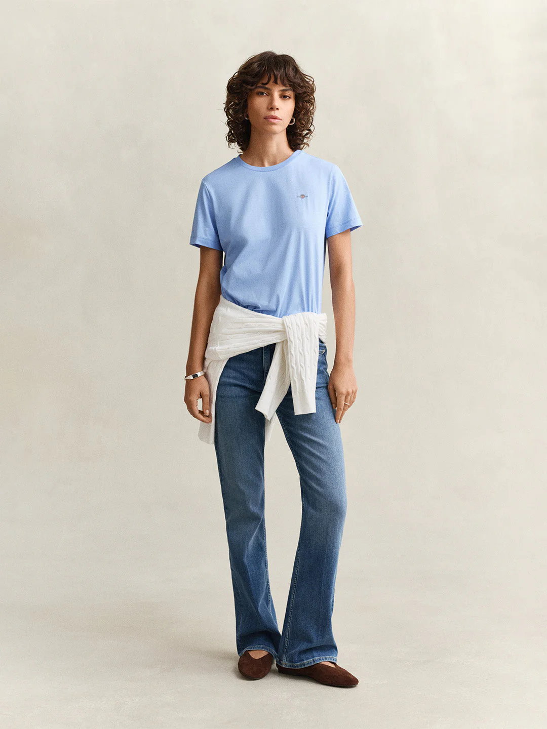 Gant Women Blue Solid Regular Fit T-Shirt - Image 3