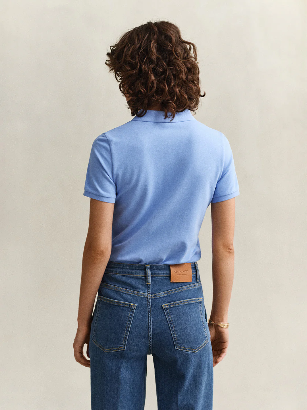 Gant Women Blue Solid Slim Fit Polo T-Shirt - Image 4