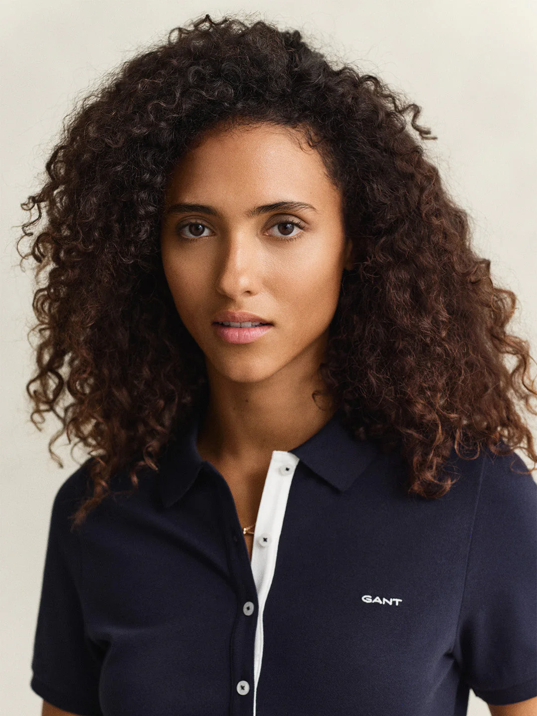 Gant Women Navy Blue Solid Slim Fit Polo T-Shirt - Image 2