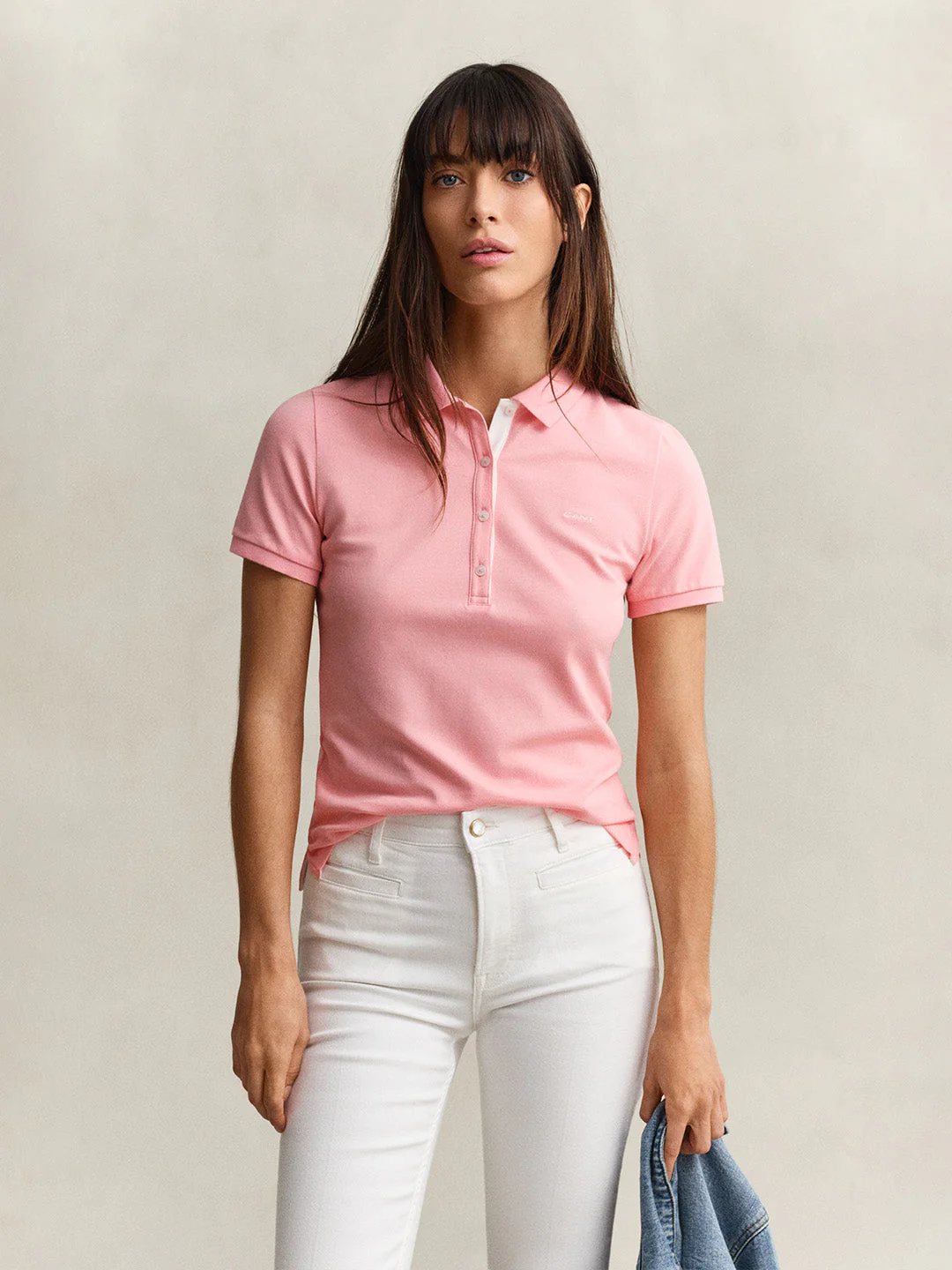 Gant Women Pink Solid Slim Fit Polo T-Shirt