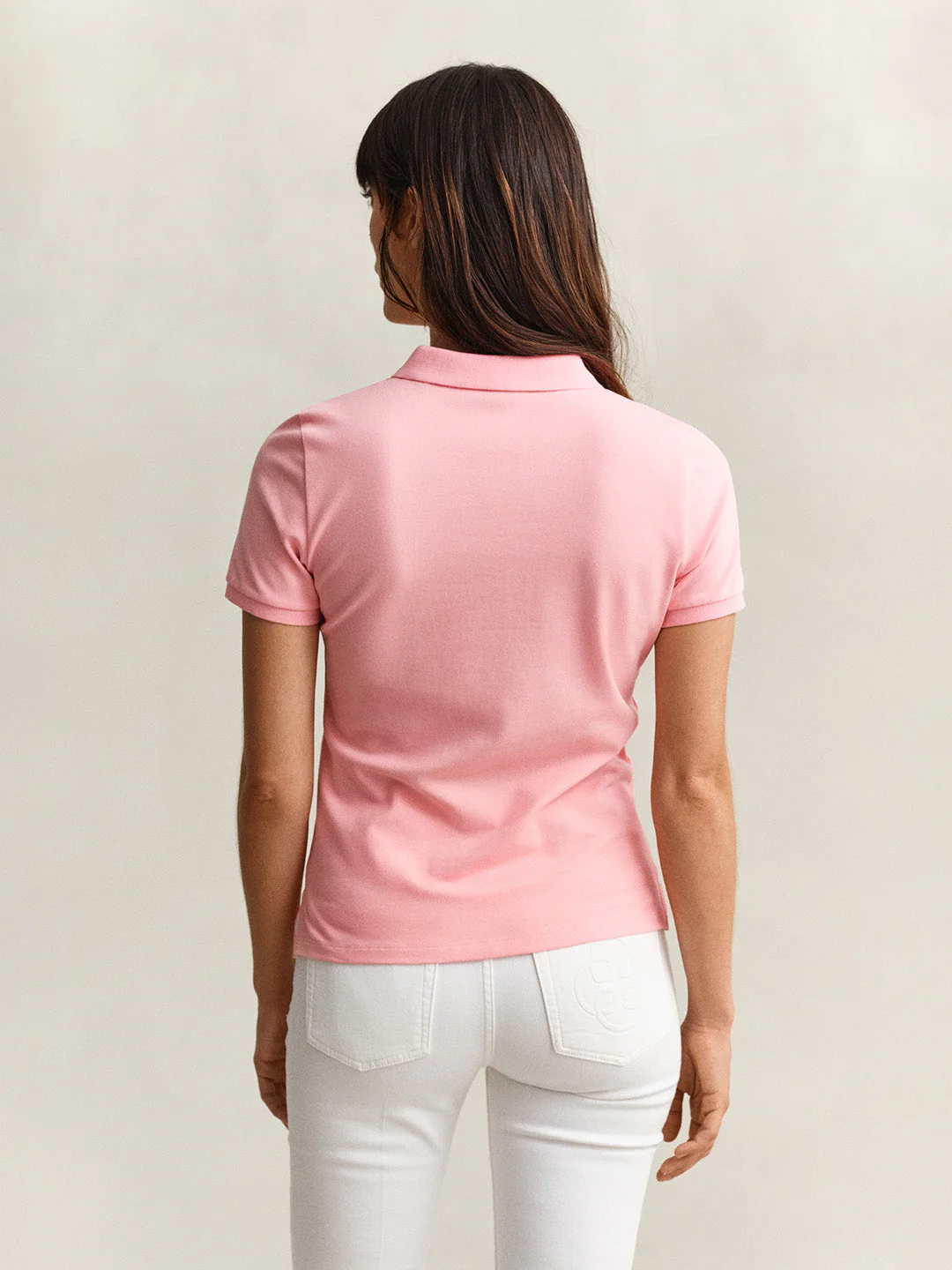 Gant Women Pink Solid Slim Fit Polo T-Shirt - Image 4