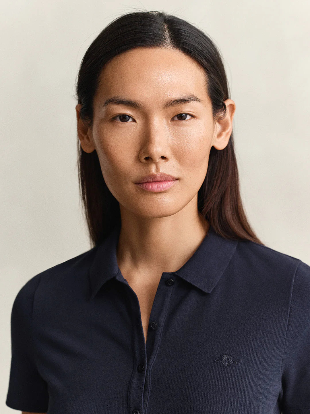 Gant Women Navy Blue Solid Slim Fit Polo T-Shirt - Image 4