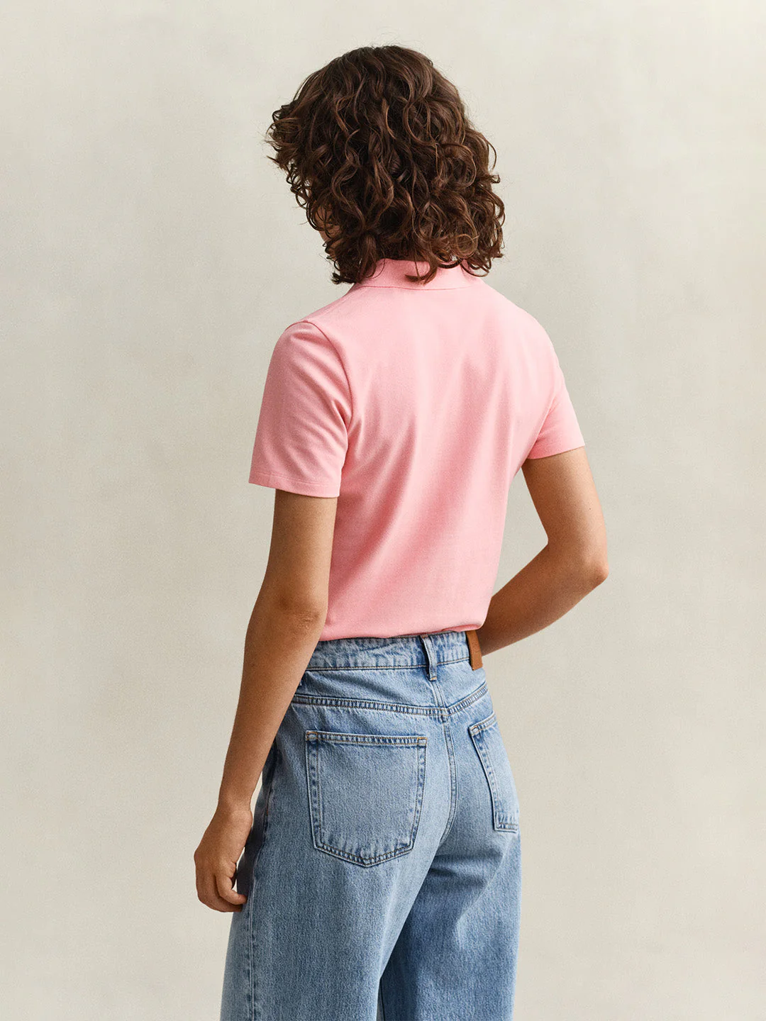Gant Women Pink Solid Slim Fit Polo T-Shirt - Image 4