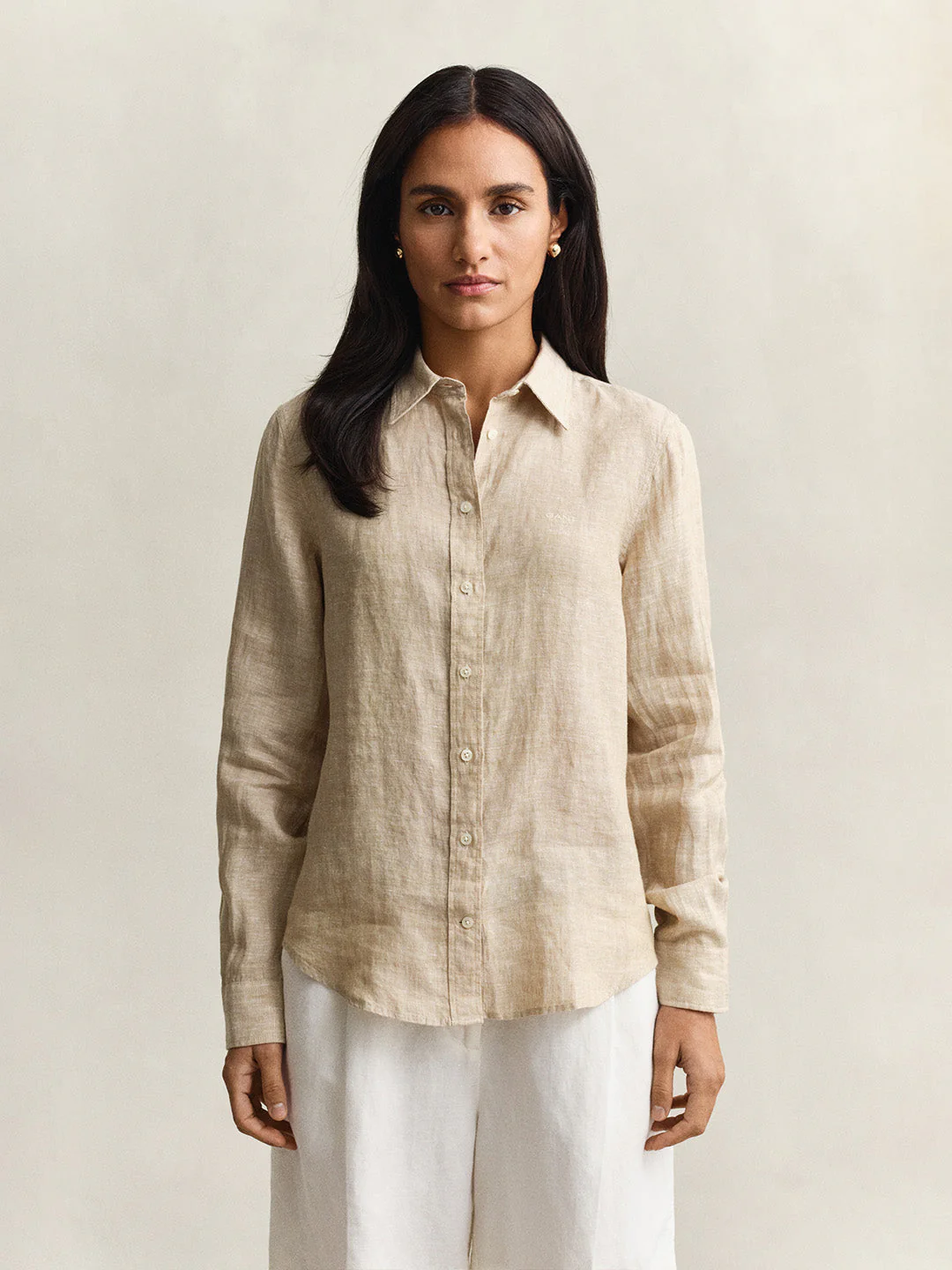 Gant Women Beige Solid Regular Fit Pure Linen Shirt - Image 6